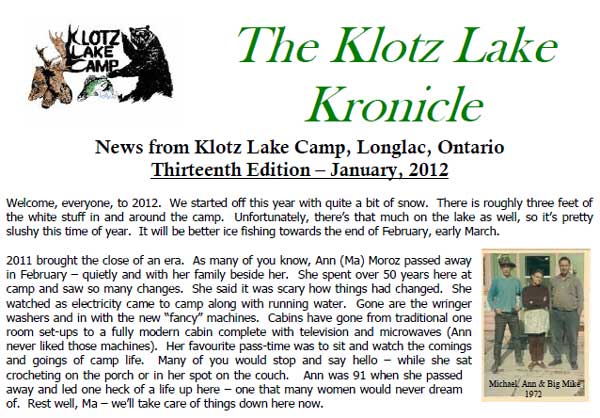 2012 Klotz Lake Kronicle